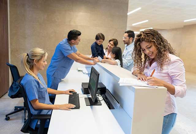 Woman checking into hospital